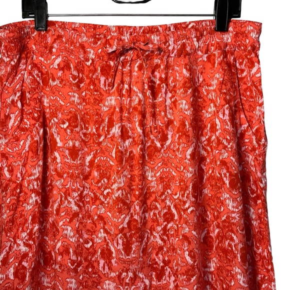 Eddie Bauer Women’s Coral & White Pull-On Tie Waist Skirt Pockets Size Medium - Picture 2 of 9